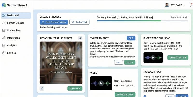 AI-powered sermon-to-social content generator