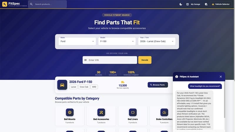 Product specification search engine