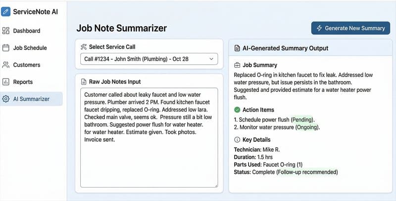 AI-powered service note summarizer